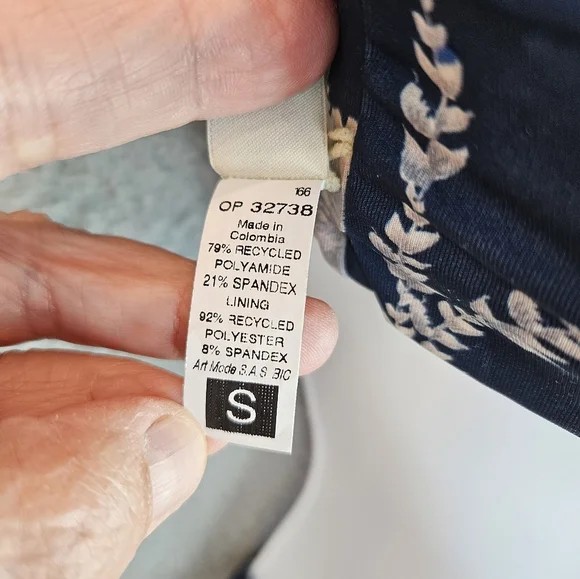 Maaji Womens Swim Suit Bikini Top Sz S Reversible Blue One Side Trees Beachy - Picture 5 of 11